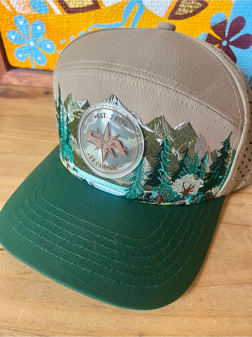 Performance Snapback Cap - Tan & Green - Picture 4 of 6